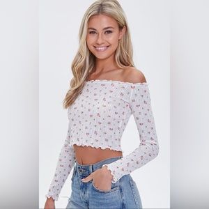 Forever 21 Floral print off the shoulder top